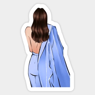 Brunette with blue jacket Sticker